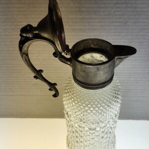 Vintage Glass and Metal Pitcher